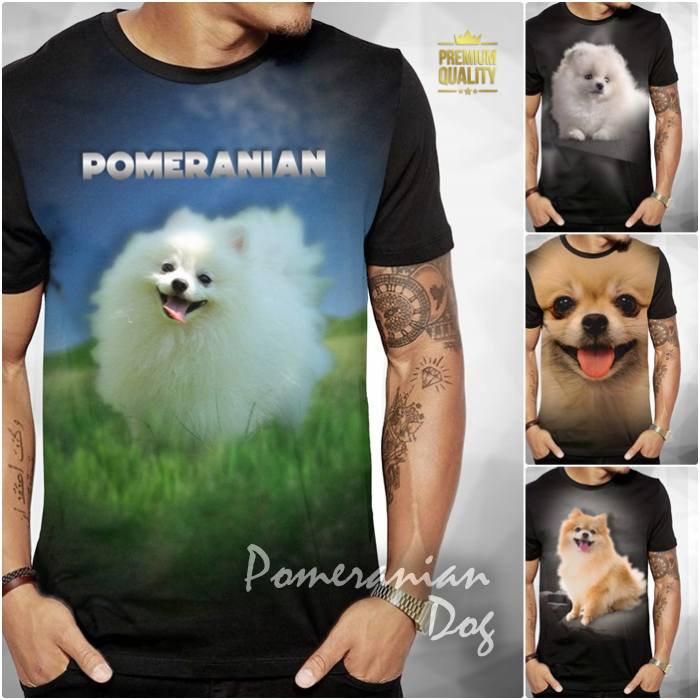 Kaos POMERANIAN Baju Tshirt Gambar DOGGY Lucu Keren Kaos ANJING POM POM Dog Lover Dewasa Anak