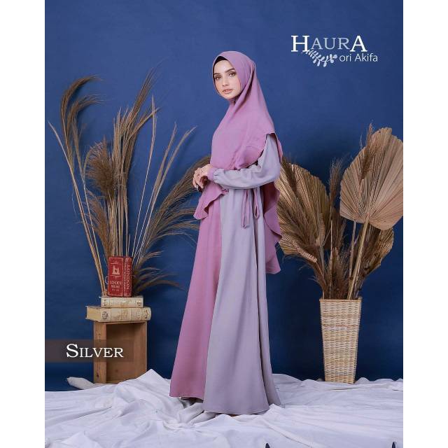 Gamis Wolly Haura Ori L Set Khimar by Akifa
