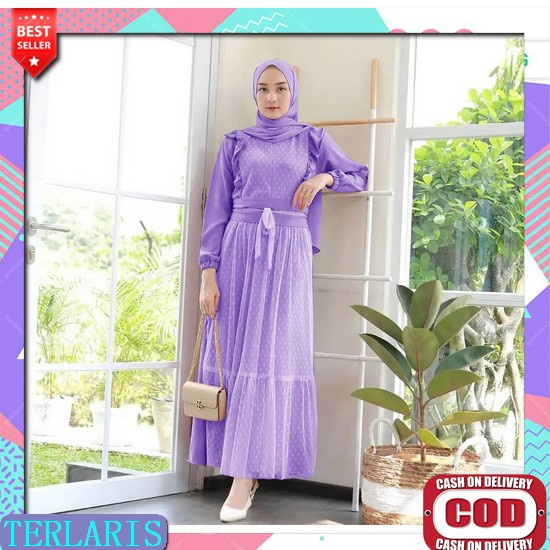 Baju Gamis Wanita Muslim Diora Set Maxy Fashion Perempuan Dewasa Remaja Cewek Putri Ibu Modern Terba