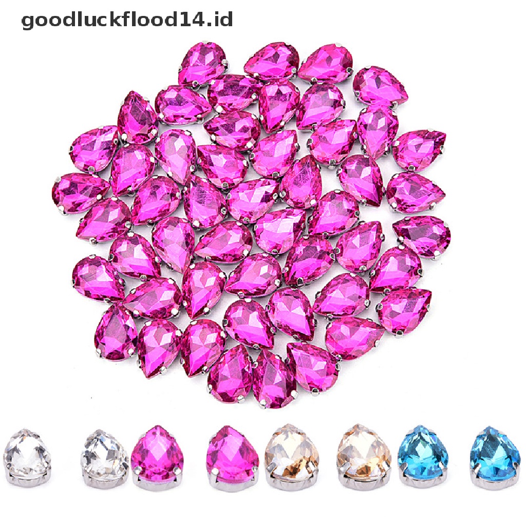 [OOID] 50x Drops of Water Glass Rhinestone DIY Clothing Accessories Applique Sewing On ID