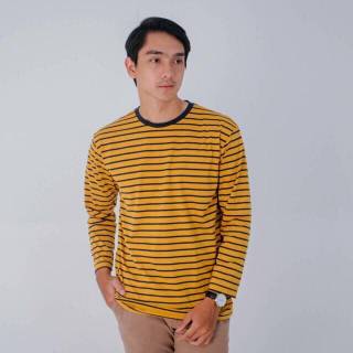 Download Kaos Stripe Lengan Panjang Dominan Kuning Mustard | Shopee Indonesia