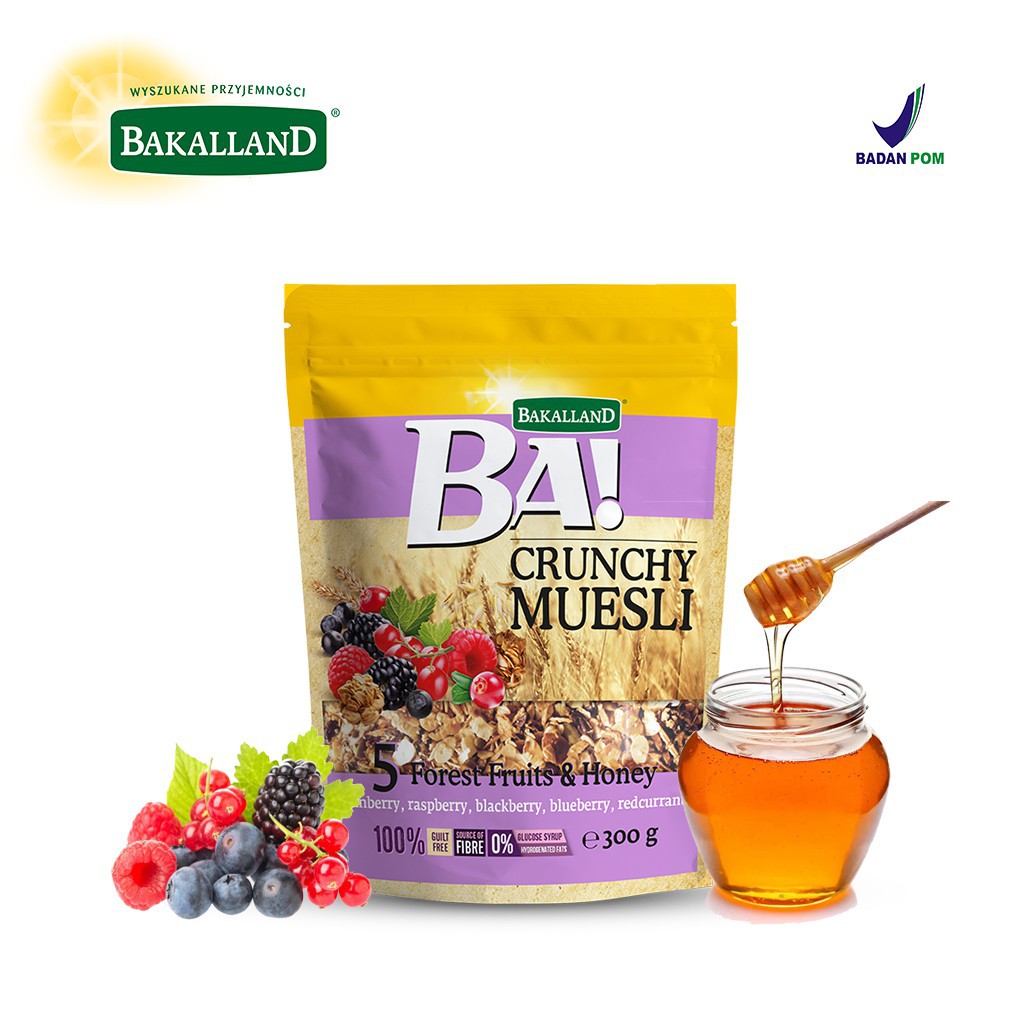 Bakalland Ba Crunchy Muesli 5 Forest Fruits & Honey 300 gr / Sereal Muesli Siap Makan