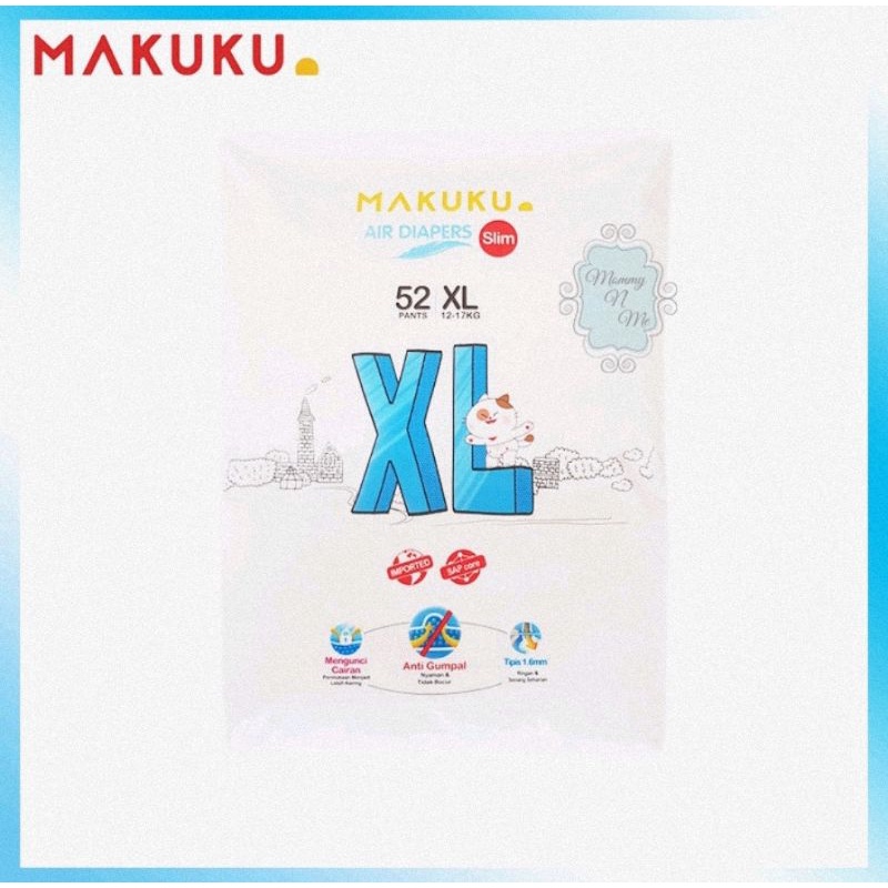 Makuku Air Diapers Slim Pants M52,L50 &amp; XL48 - Popok Sekali Pakai