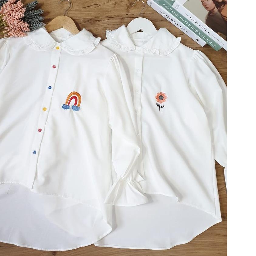 ➫ RAINFLOW BLOUSE / baju wanita / atasan blouse putih / blouse kekinian ❆