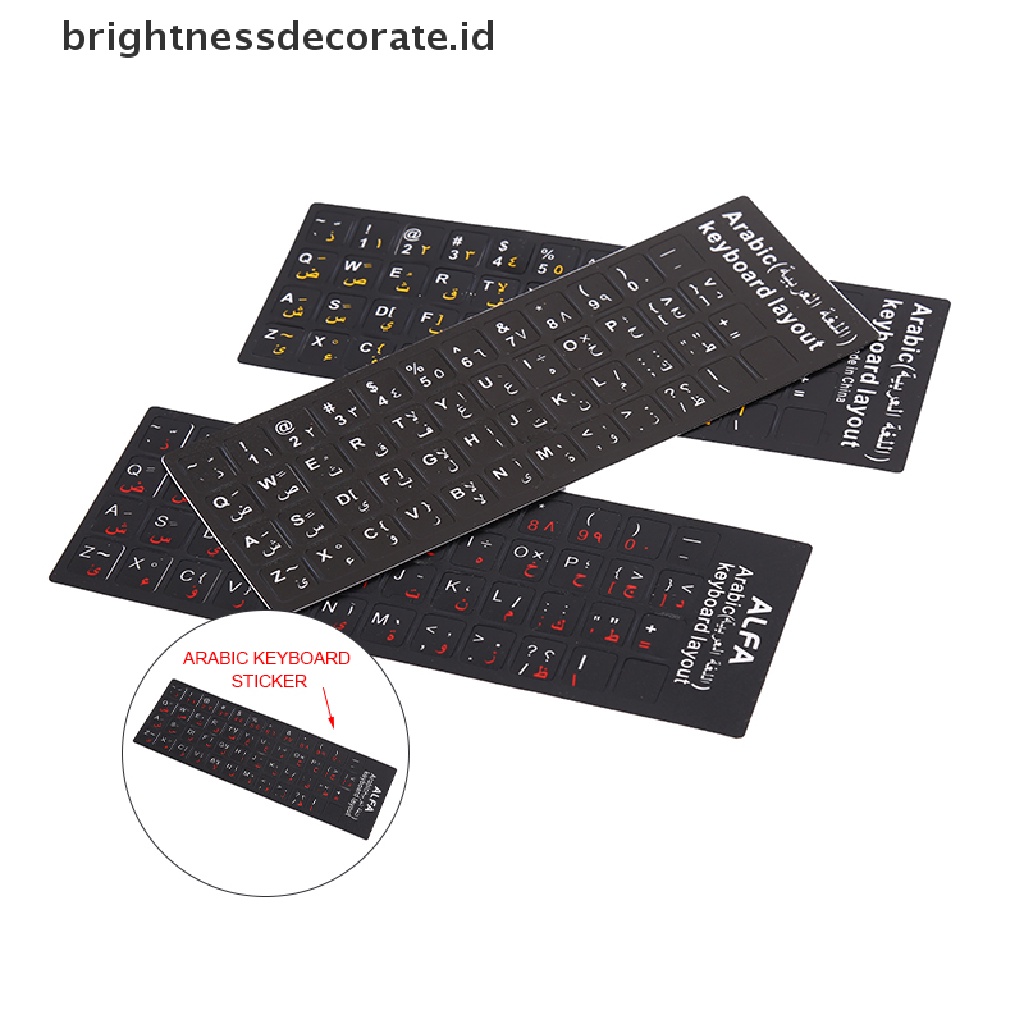 (Birth) Stiker Keyboard Huruf Arab Anti Air Tanpa Refleksi Warna Transparan