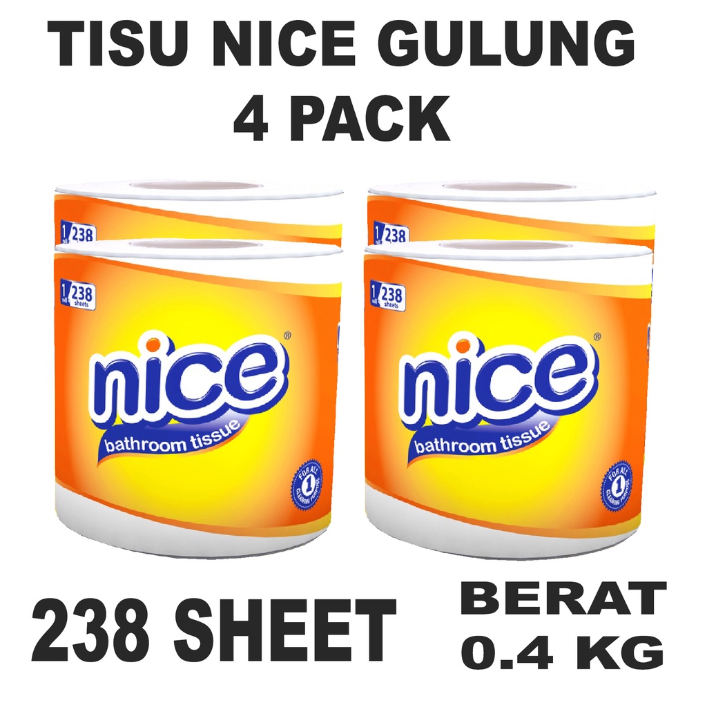 PROMO 4 PCS Tisu Tissue nice toilet gulung 1roll 2 ply 238 sheets /  Tissue NICE ROLL - Tisu Gulung