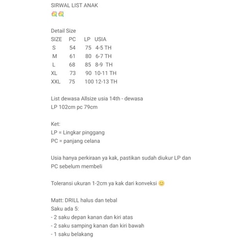 Sirwal List anak Celana Sirwal Anak