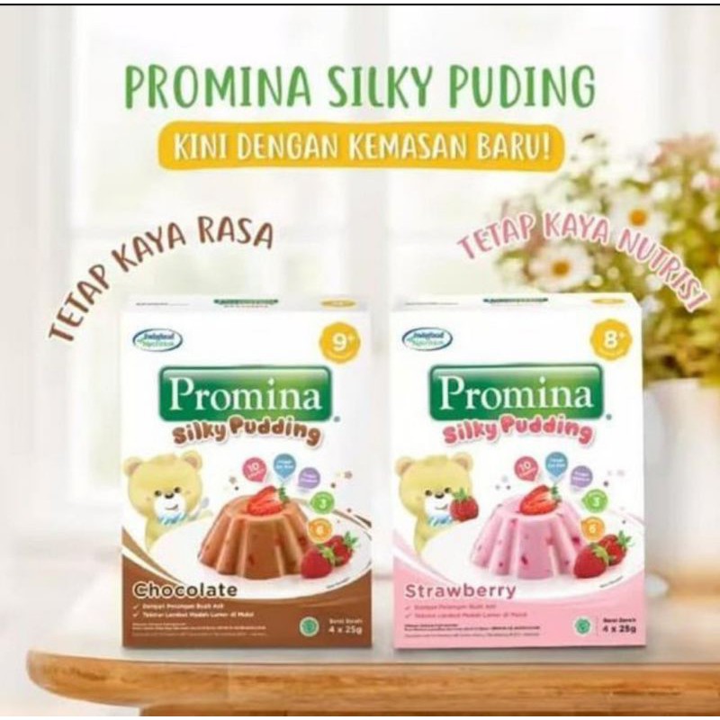 Promina Silky Puding 100 gram Rasa Coklat dan stroberry