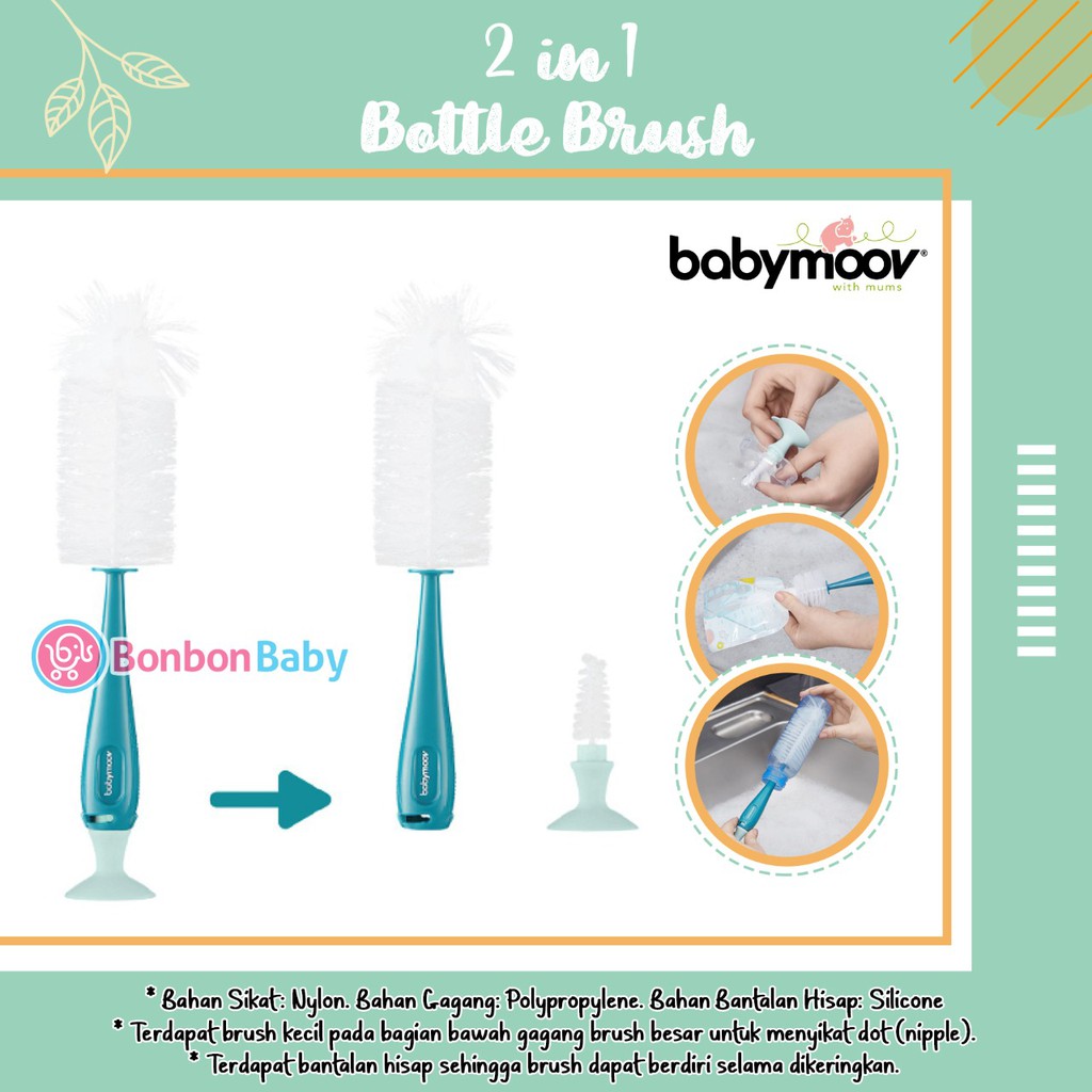 Sikat Botol Babymoov 2in1 Bottle Brush New A06007