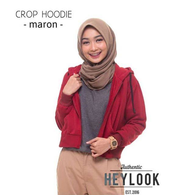 JAKET SWEATER CROP HOODIE POLOS WANITA