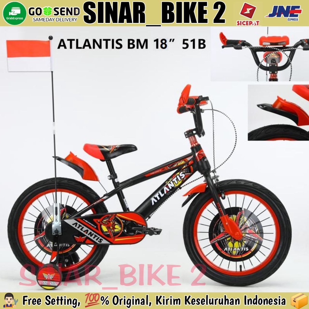 Sepeda Anak Laki-Laki 18 Inch  BMX ATLANTIS 51B Ban 2.50 Musik &amp; Lampu