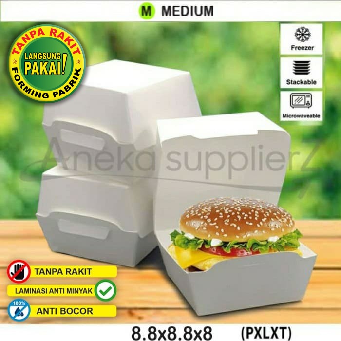 

Dus Box Burger Tanpa Rakit | M Putih (50 pcs)