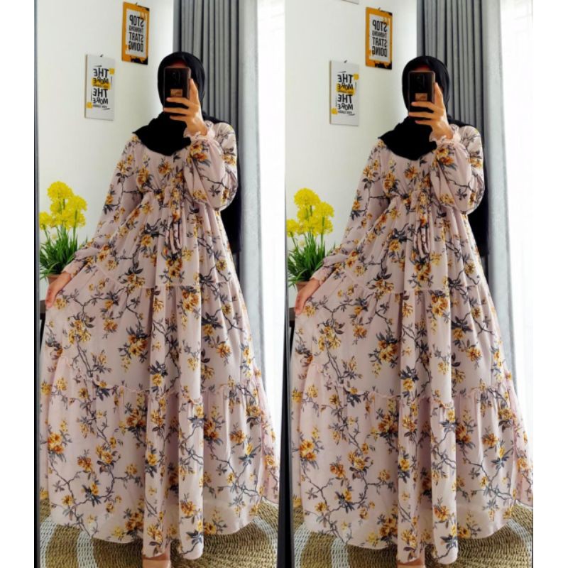 Gamis ceruty Bunga / gamis ceruty only