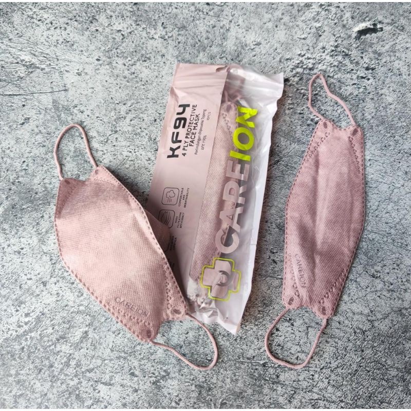 MASKER KF94 CAREION 4 PLY PROTECTIVE FACE MASK, SHRIMP PINK (ISI 10PCS/PACK)