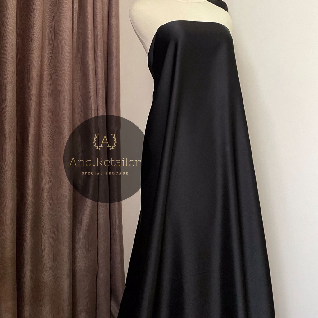 Kain satin Maxmara Pure Silk Original warna Hitam Black