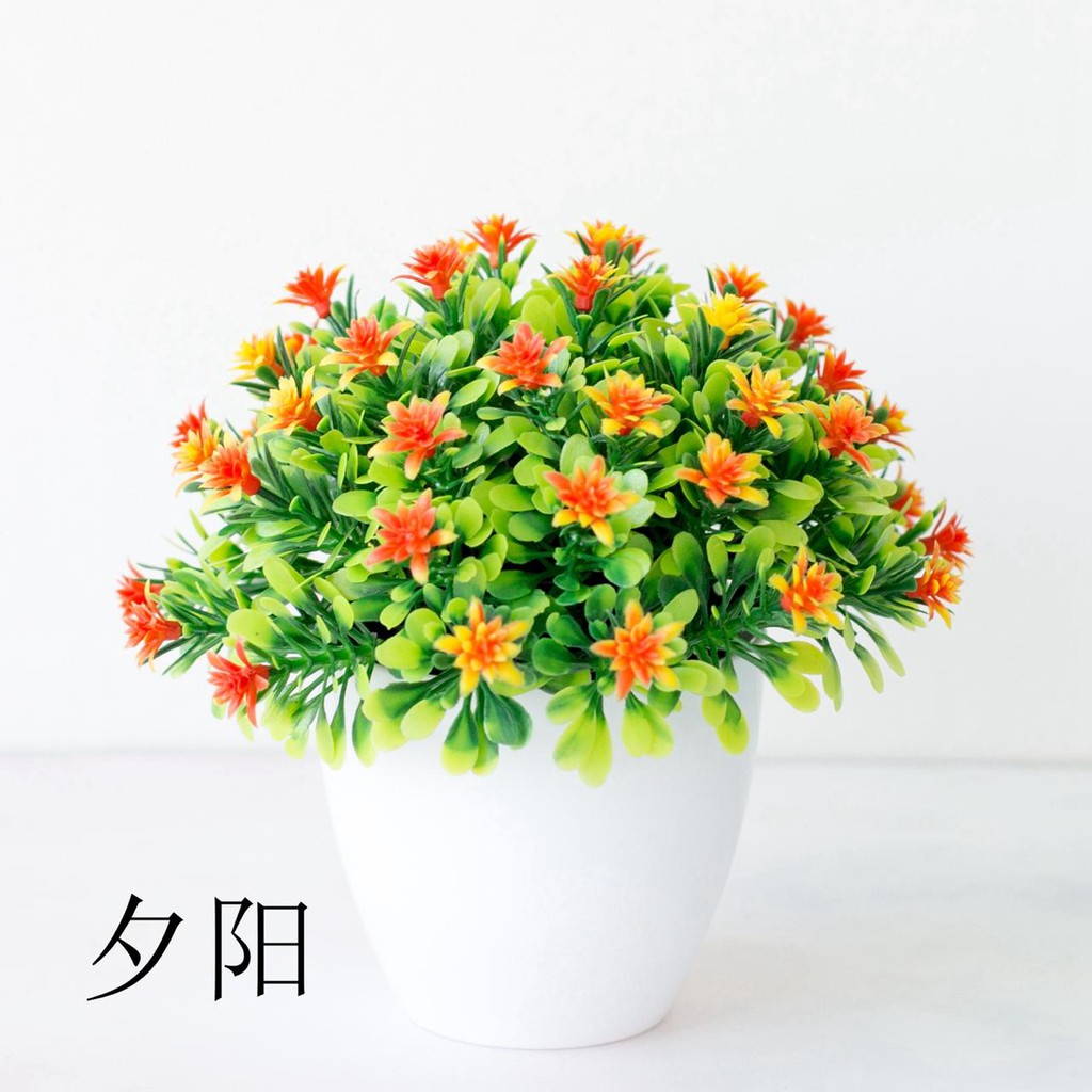 COD POT TANAMAN  BUNGA HIAS BUNGA DEKORASI RUANGAN BUNGA PLASTIK HIAS P2078-Orange