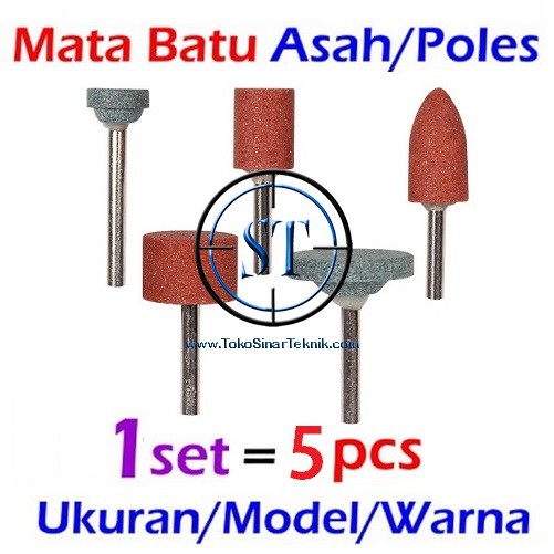 Set 5 pcs Mata Batu Asah Poles Mini Grinder Polish Stone Gosok Grinding Ukir isi 5 Buah