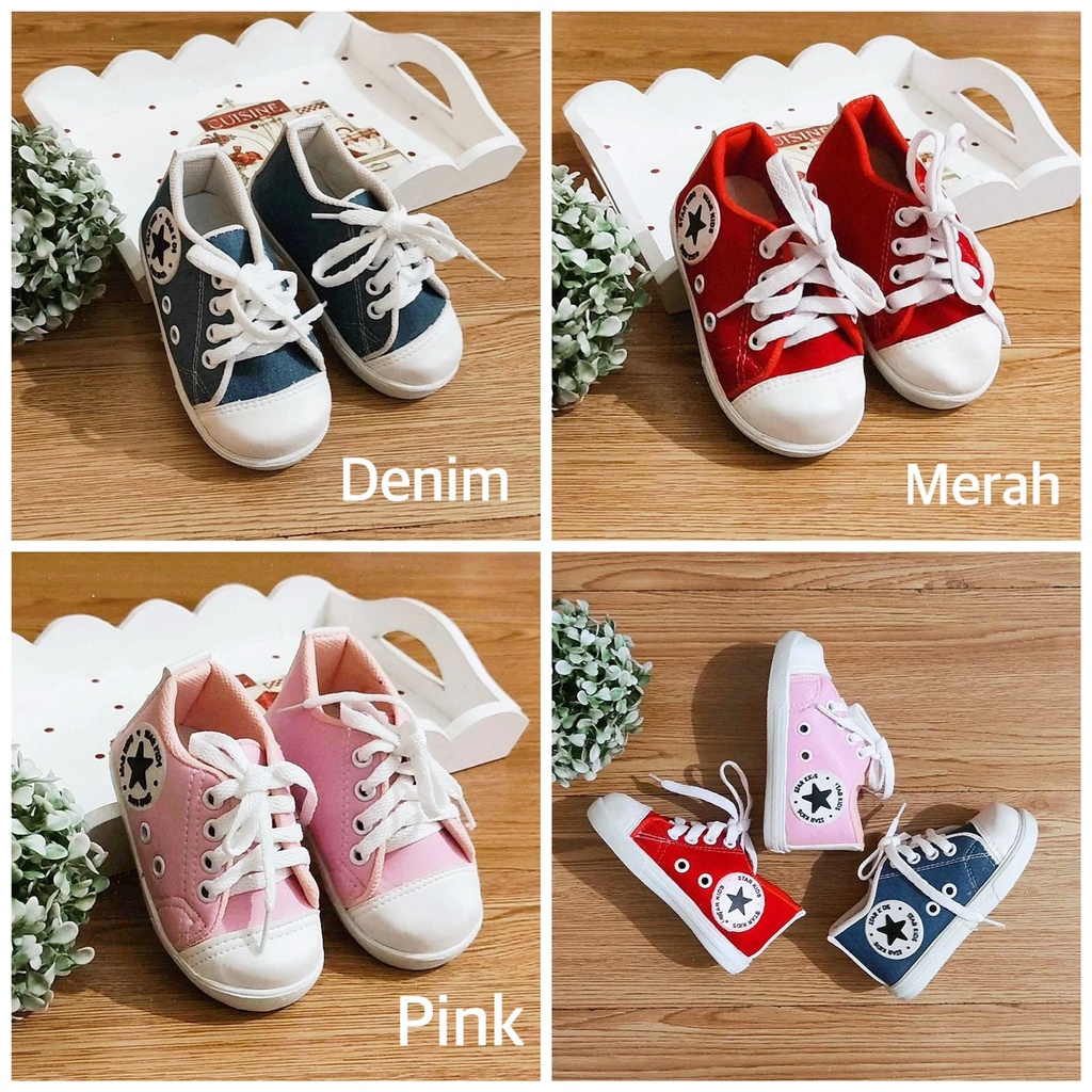 Klik Mds Sepatu Bayi All Star Tali Ukuran 22-23-24-25 Usia 6 Bulan-2 Tahun