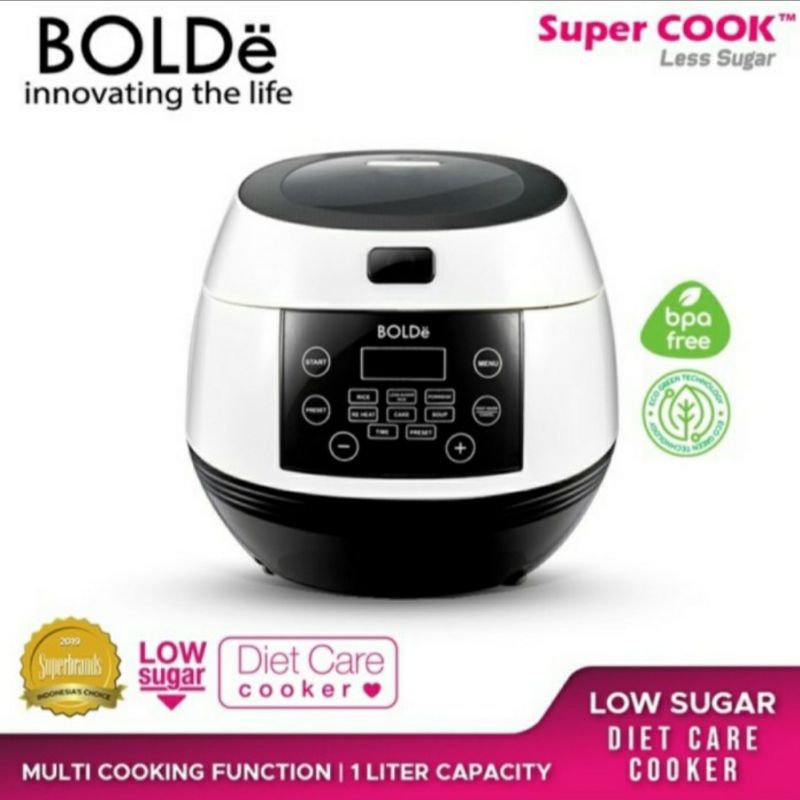 BOLDE Super Cook Less Sugar/BOLDE Rice Cooker 1 Liter Low Carbo 400 Watt