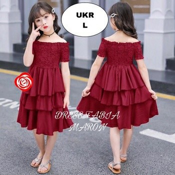 Dress Anak Perempuan Pesta Moscrepe Kombinasi Brokat sabrina kids korean silk 10-12 Tahun