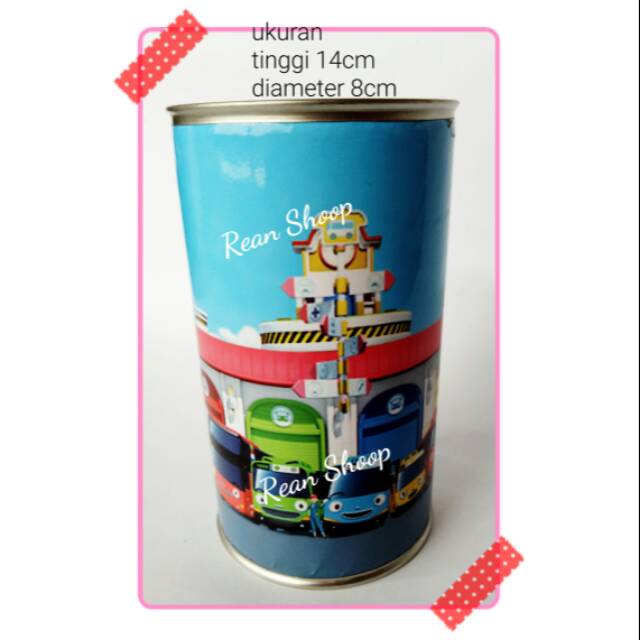 Celengan kaleng anak karakter tayo the little bus kecil