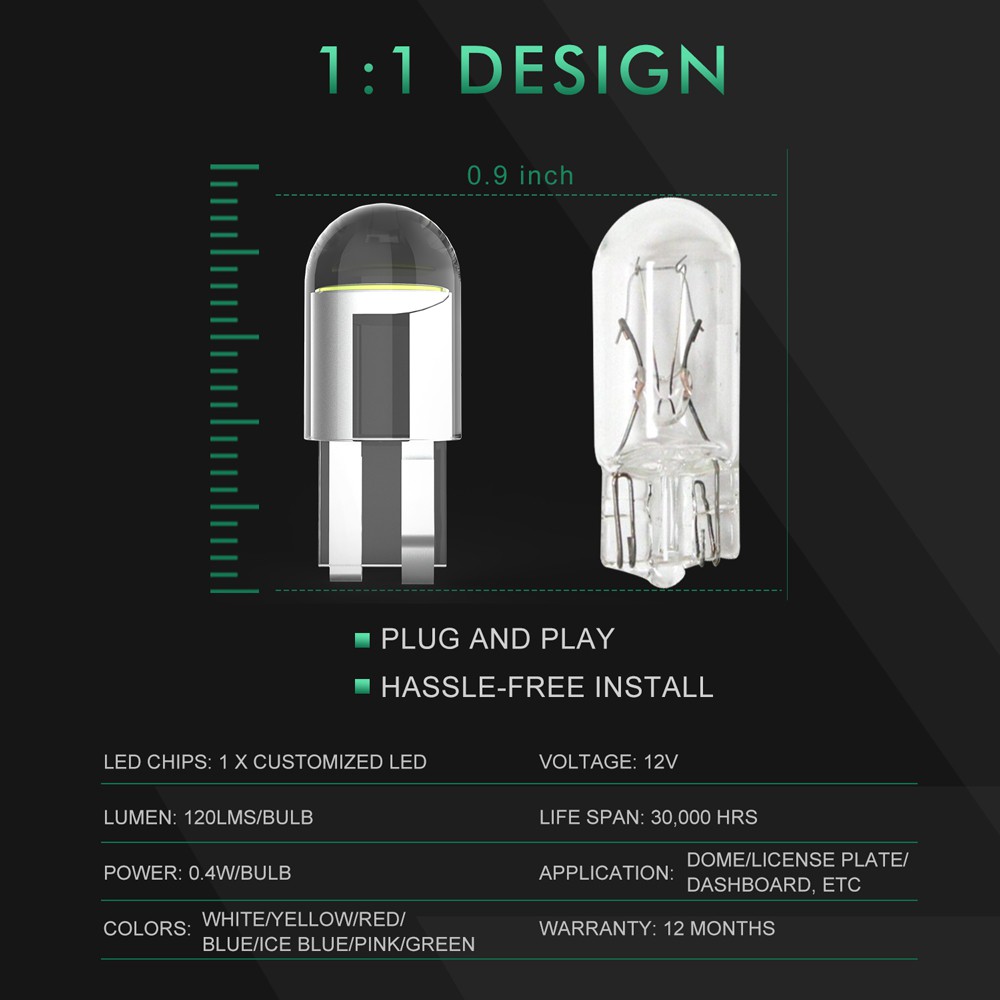 2021 Lampu Led Cob T10 W5W Wy5W 168 501 2825 Untuk Plat Nomor Kendaraan