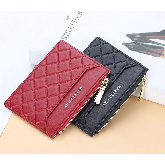 DOMPET KARTU WANITA BAELLERRY ORIGINAL KECIL KULIT IMPORT EMINIA KOREA PREMIUM MINI SLOT UANG KOIN PENDEK BRANDED REMAJA KEKINIAN SIMPLE MURAH