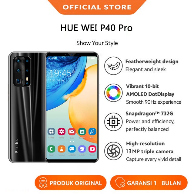 P40 Pro Handphone Android Smartphone 5.8 Inci RAM 4 ROM 64G Face ID Fingerprint Ponsel Cerdas