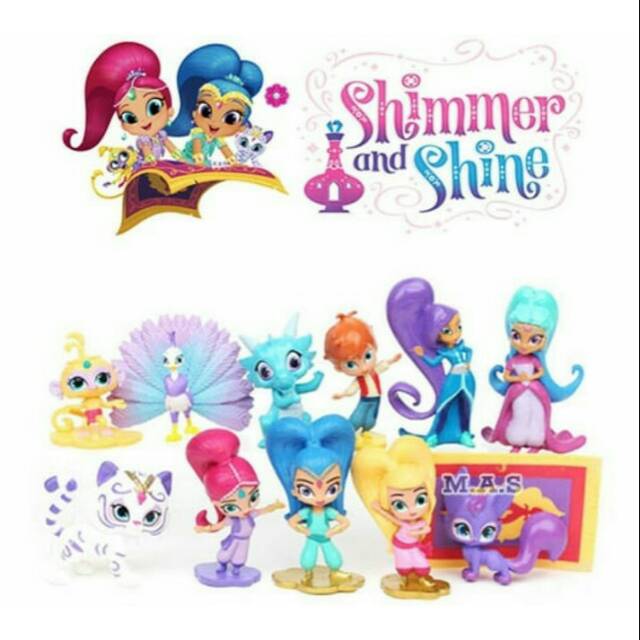 Shimmer and Shine Action Figure Set Mainan Cake Topper Hiasan Kue Tart Anak Murah