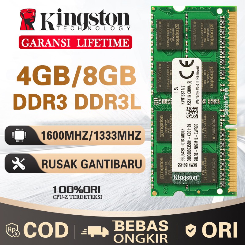 Jual Memory Ram Laptop Kingston Sodimm Ddr3 Ddr3l 2gb 4gb 8gb 1600mhz Pc12800 1333mhz Pc10600