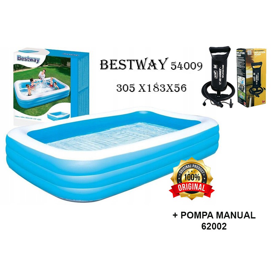 PROMO Bestway 54009 KOLAM Renang Karet Anak Dan Keluarga Rectangular Jumbo Ukuran Besar - Biru