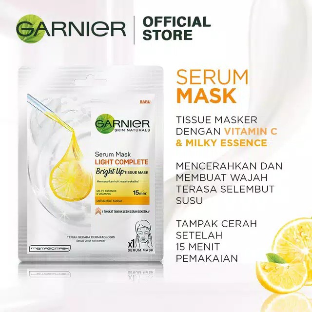 Garnier Serum Mask Bright Up Skin Care - Masker Wajah Untuk Kulit Cerah Seketika