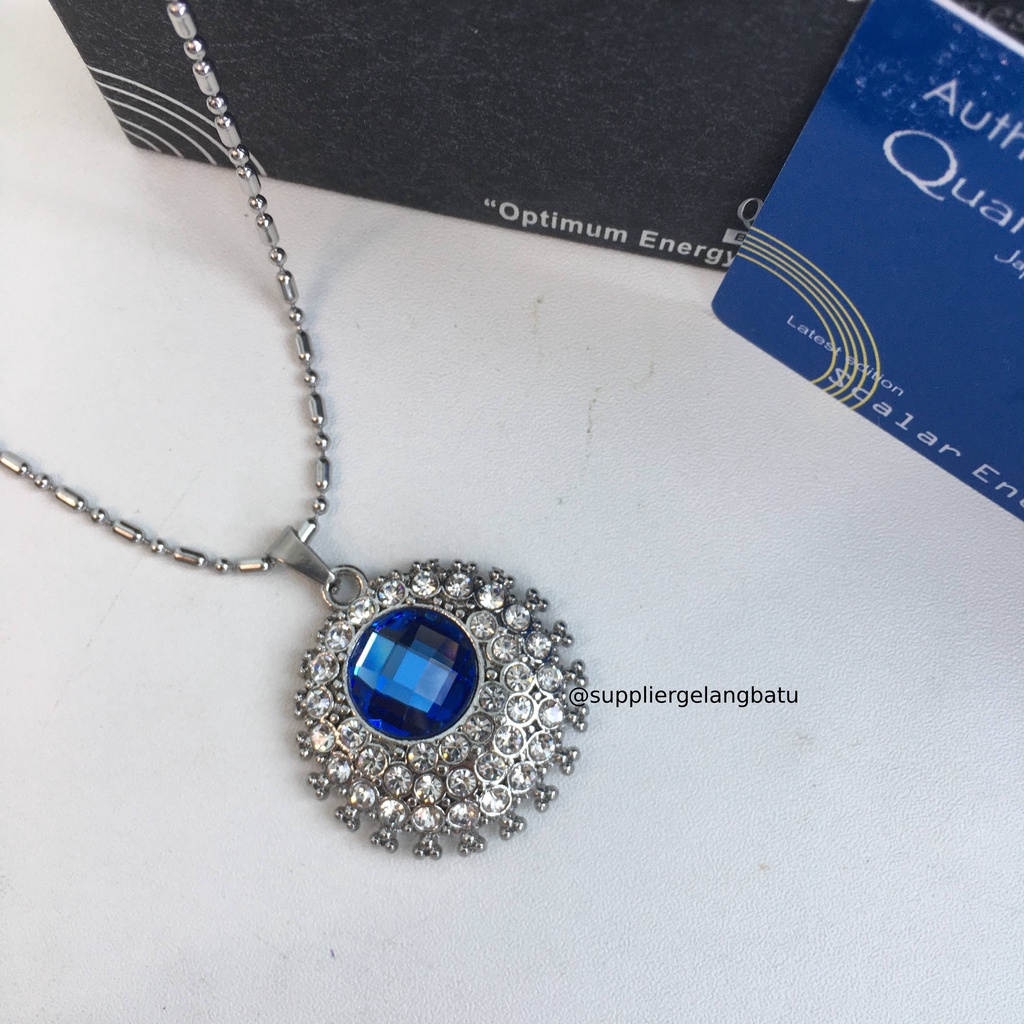 Kalung quantum pendant crown sapphire biru PREMIUM japanese technology