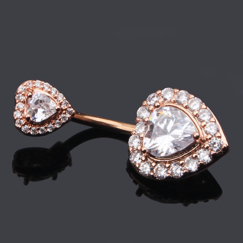 Anting Tindik Perut / Pusar Bahan Stainless Steel Dengan Kristal Zircon Untuk Wanita