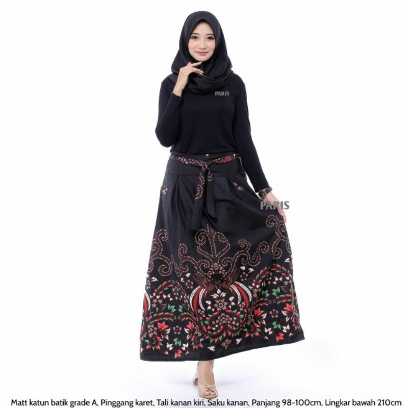 Rok Katun Motif Batik Wanita Remaja Dewasa Panjang Jumbo Fashion Muslim Kekinian Terbaru Pekalongan-A