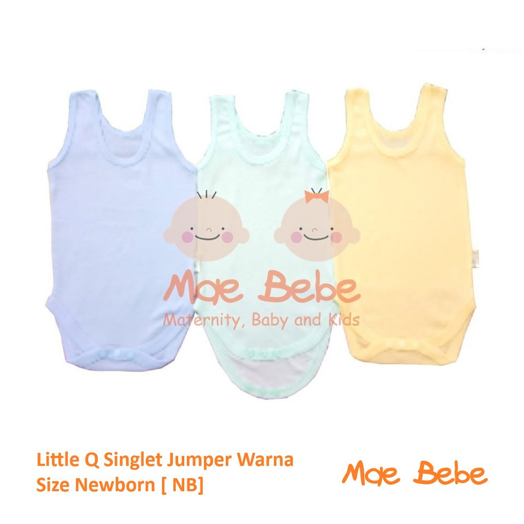 [Size Newborn NB] Little Q Singlet Jumper Warna Bayi Kaos Dalam Bayi 0-6 Bulan