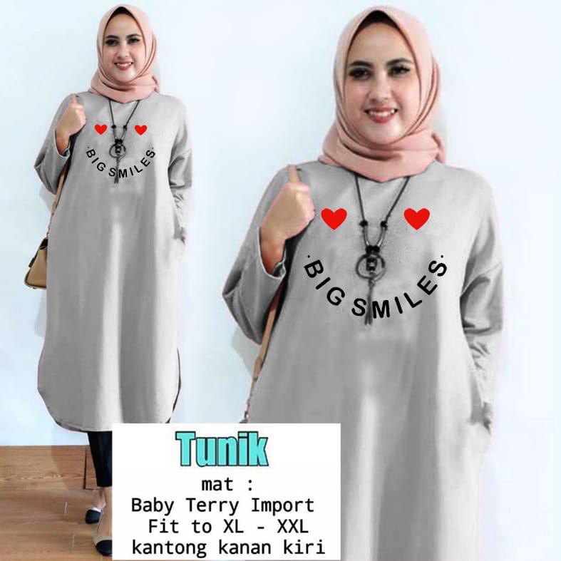 TUNIK BIG SMILES / TUNIK MAMACHI / TUNIK POLOS/ TUNIK CEWEK / TUNIK PANJANG / TUNIK MUSLIM