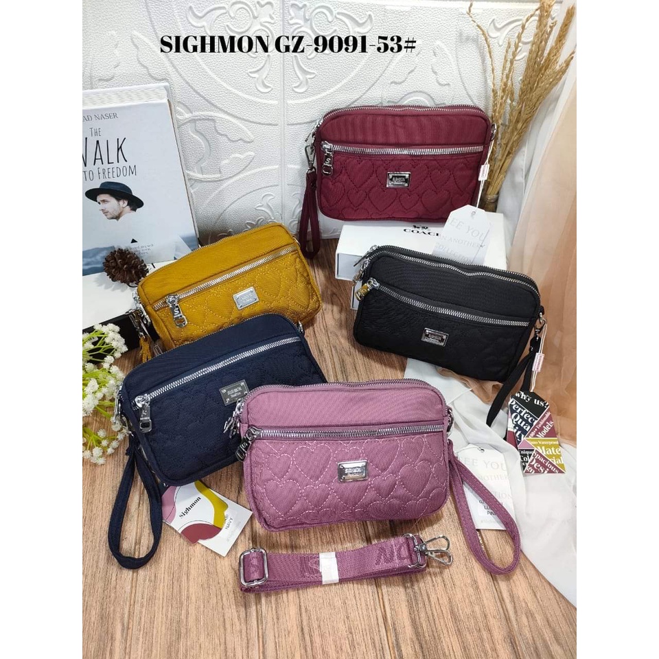 Sighmon Dompet selempang 9091-53 Bahan Kanvas. Tas Wanita Import BEST SELLER.!!! Sighmon Selempang wanita Sighmon ORI BISA BAYAR DITEMPAT.!!!