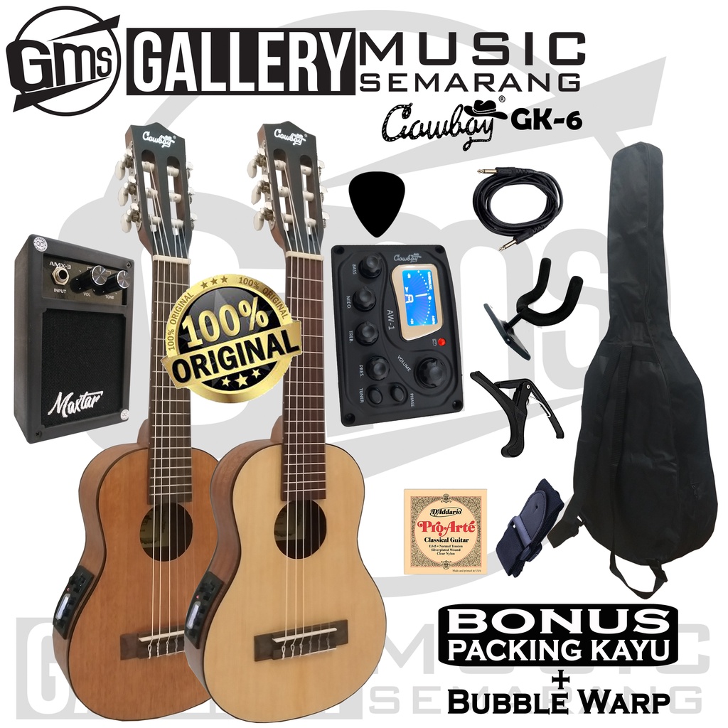 ORIGINAL!!! Guitalele Elektrik Import Merk Cowboy GK-6 NA GK 6NS Equalizer Tuner Cowboy AW-1