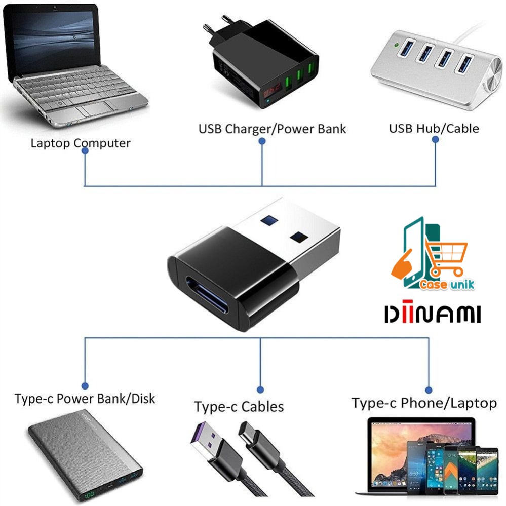 DM-G02 DIINAMI sambungan tipe c ke usb OTG USB Type C Female to USB A Male Adapter Converter Connector CS4685