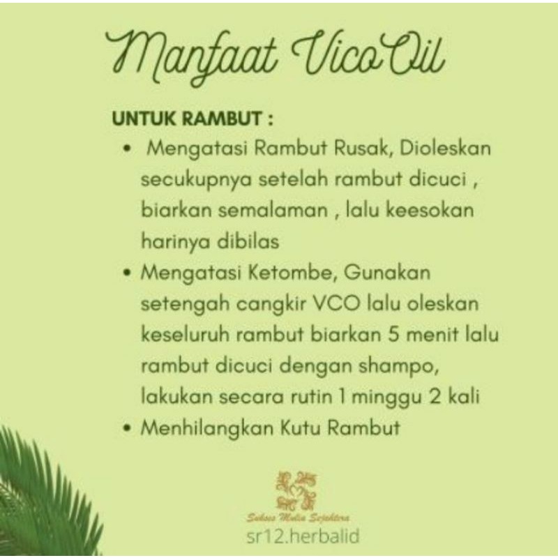 Imun Booster VICO ( VIRGIN COCONUT OIL ) SR12 /VICO/ MINYAK KELAPA MURNI