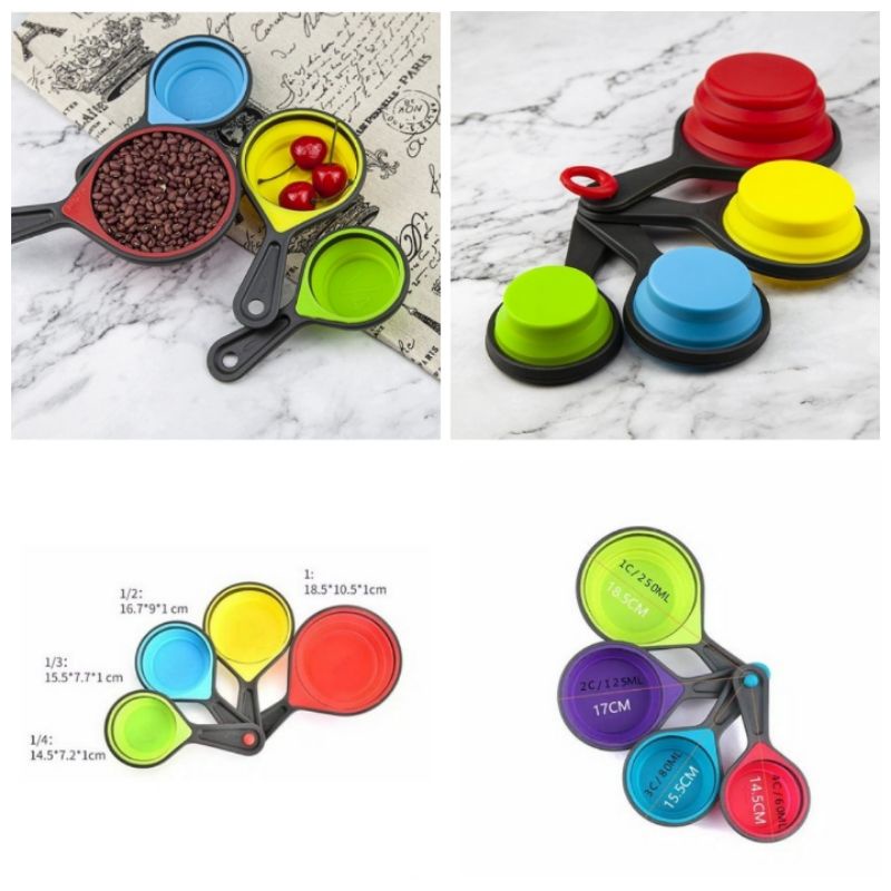 Sendok Takaran Tepung Terigu Kue Kopi Sendok Takar Masak loyang silikon cetakan kue 4pcs