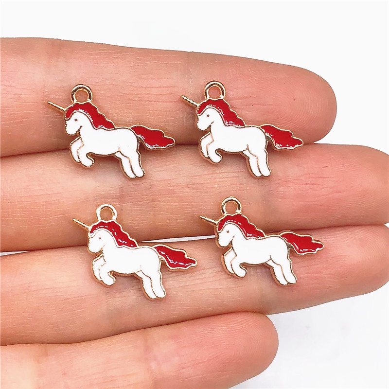 4pcs Liontin Bentuk Kuda Unicorn Bahan Alloy Charms