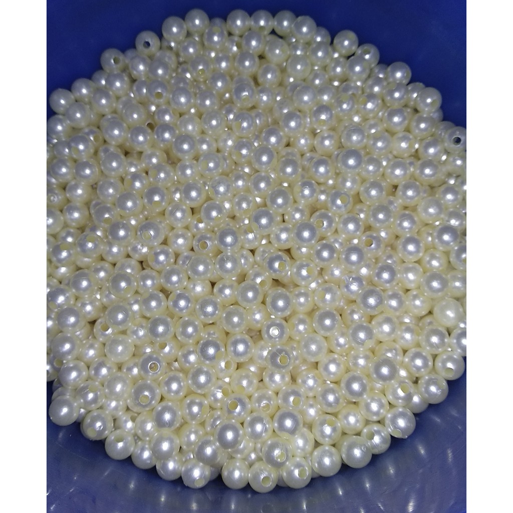 30 Gram Manik Mote Mutiara Diameter 8mm Putih Susu -Mote Manik Manik - Payet Mutiara Broken White 8mm