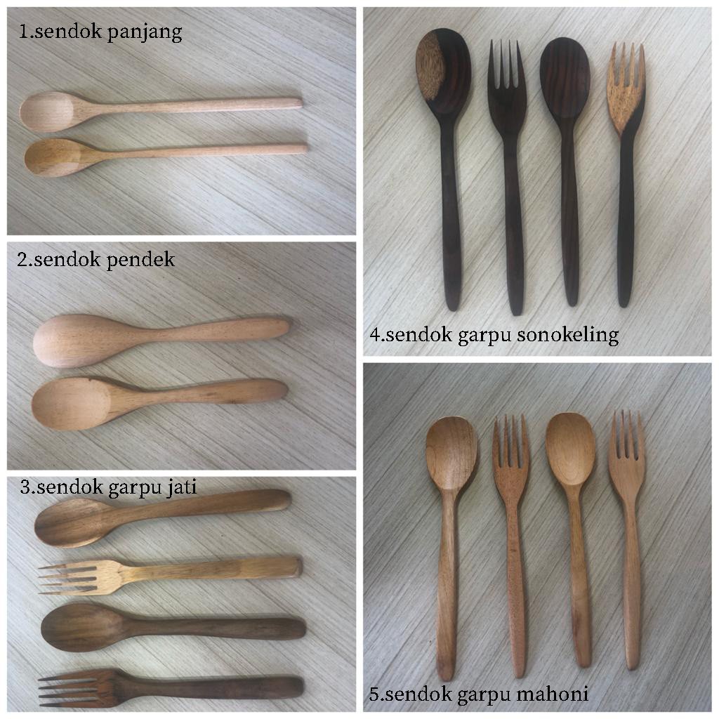 Sendok garpu kayu 1set (sepasang sendok kayu dan garpu kayu 1pcs