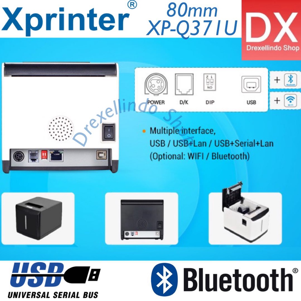 Printer Thermal Struk Kasir dan Barcode Label XPRINTER XP-Q371U Bluetooth USB Q371U