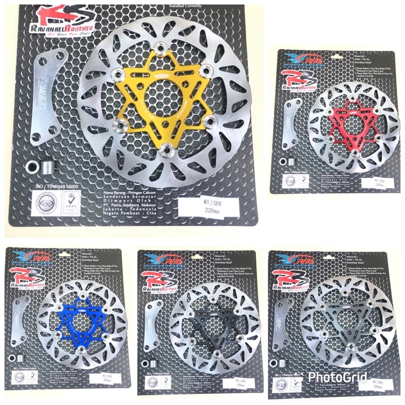Piringan Cakram depan Psm 220mm cnc + Breket MIO J,MIO M3,XEON Lubang disc 3