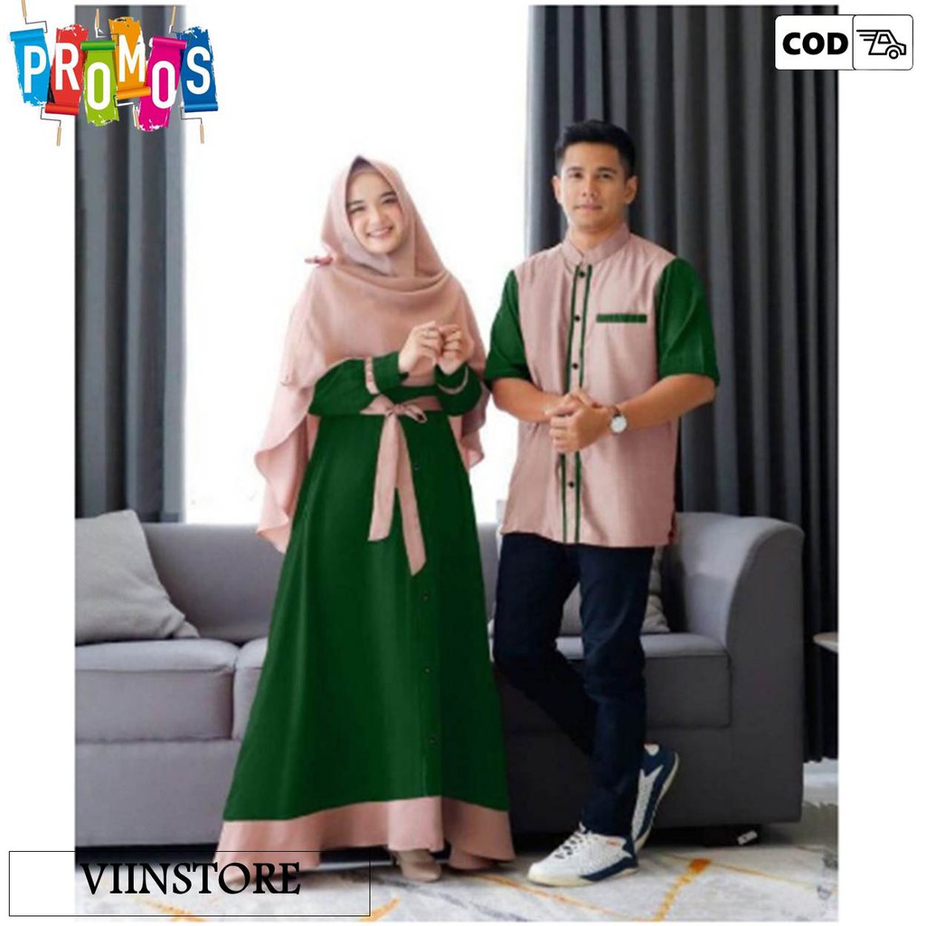 Gamis Couple Remaja Malika suami istri cewek cowok Moscrepe premium simple kekinian lebaran 2021