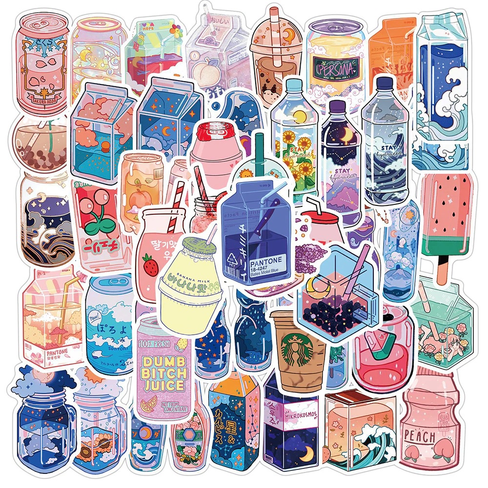 

Aesthetic Stickers / Stiker Estetika Flakes Drinks Beverages