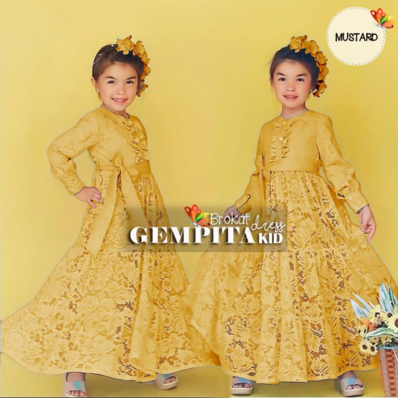 DRESS MAXY GEMPITA KID, BRUKAT PREMIUM, GAMIS, HIJAB, MUSLIM, DRESS